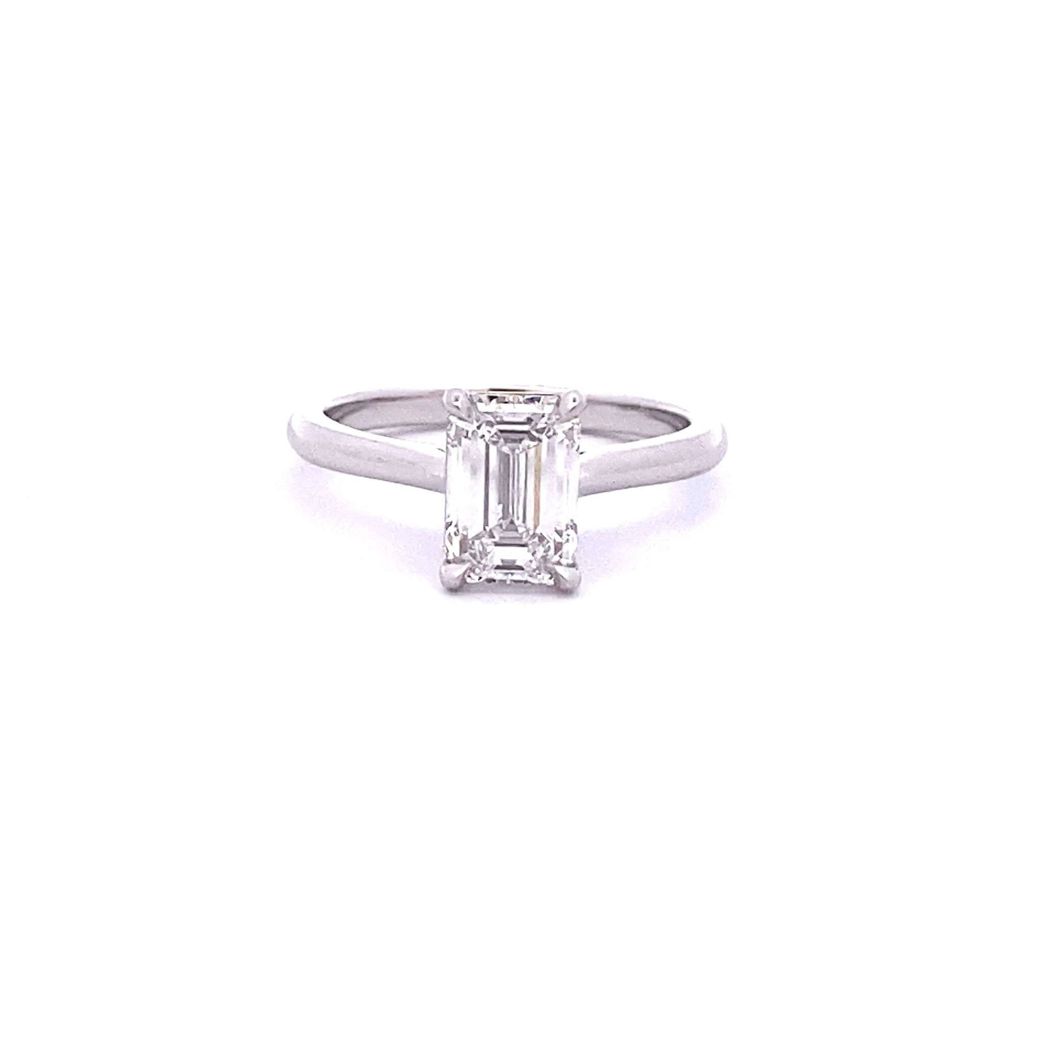 GRACE Emerald Cut Diamond Platinum Engagement Ring